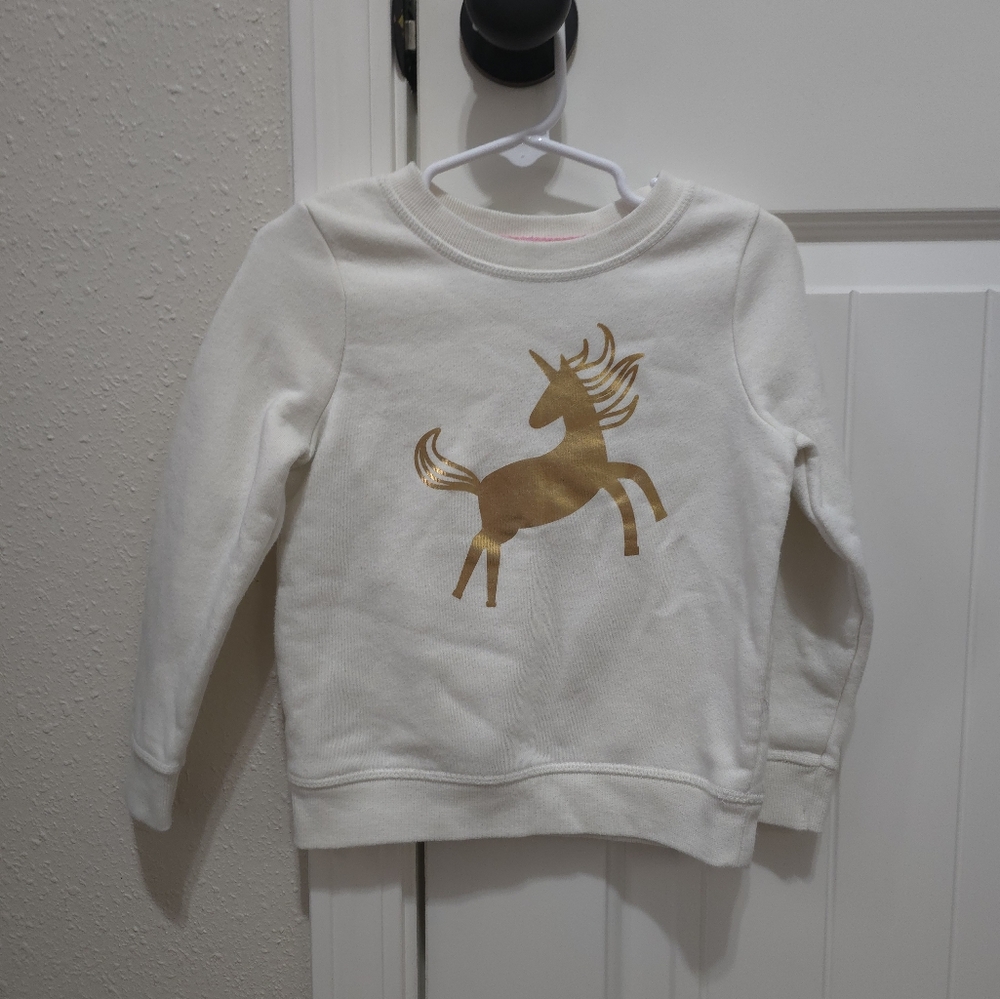 Kids Unicorn Sweatshirt - White and Gold